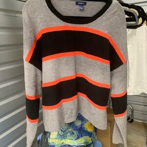 Forever 21 Gray Sweater with Black & Neon Orange Accents